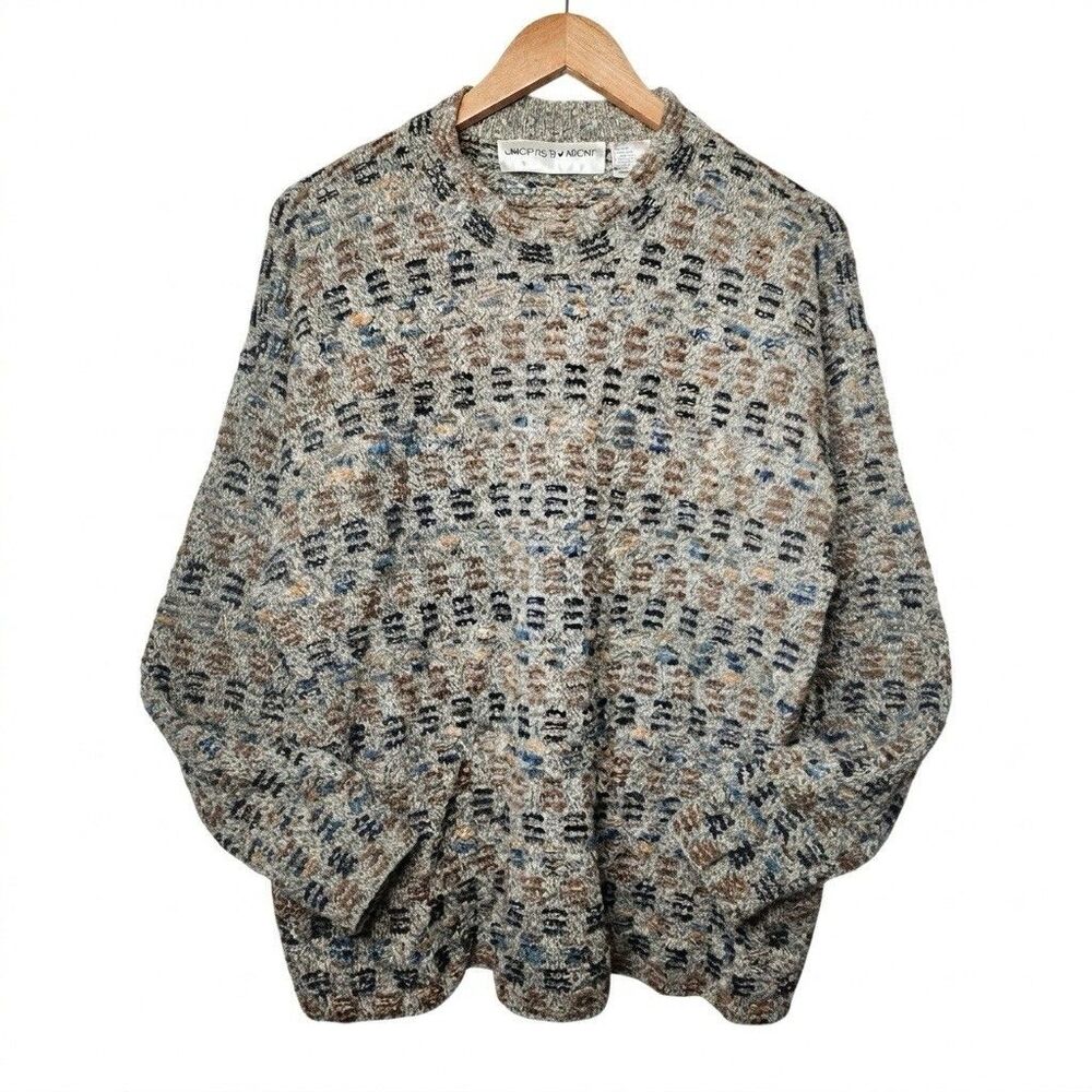 Vintage Jhane Barnes 3D Wool Mohair Knit Sweater Medium 90s Abstract Geometric